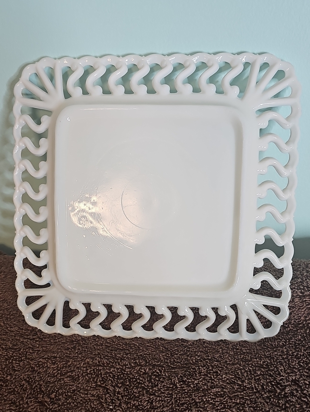 Westmorland White Milk Glass Decorative Square Serving Plate - Picture 2 of 4